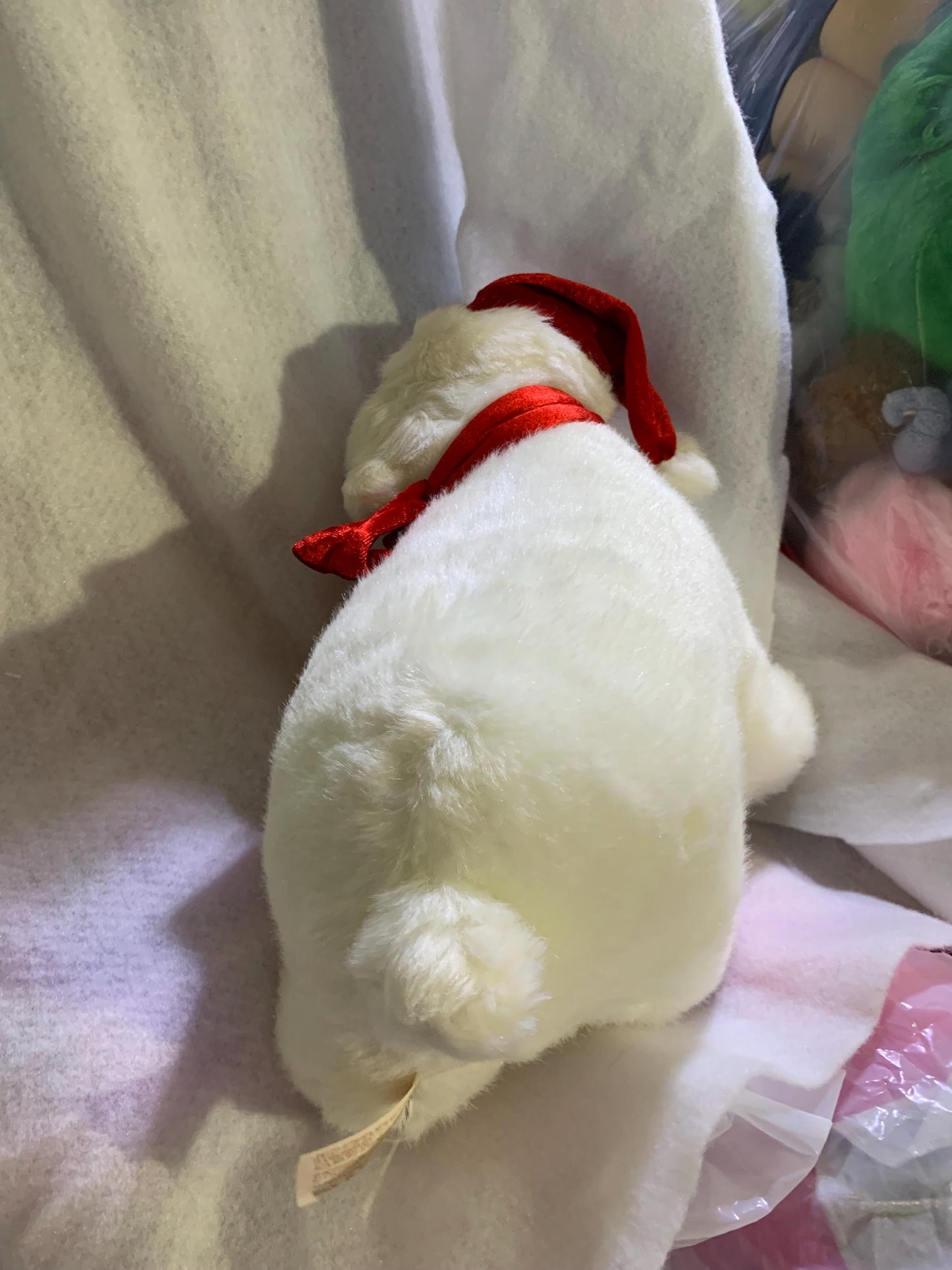 Dan Dee Plush Polar Bear with Red Velvet Hat and Scarf