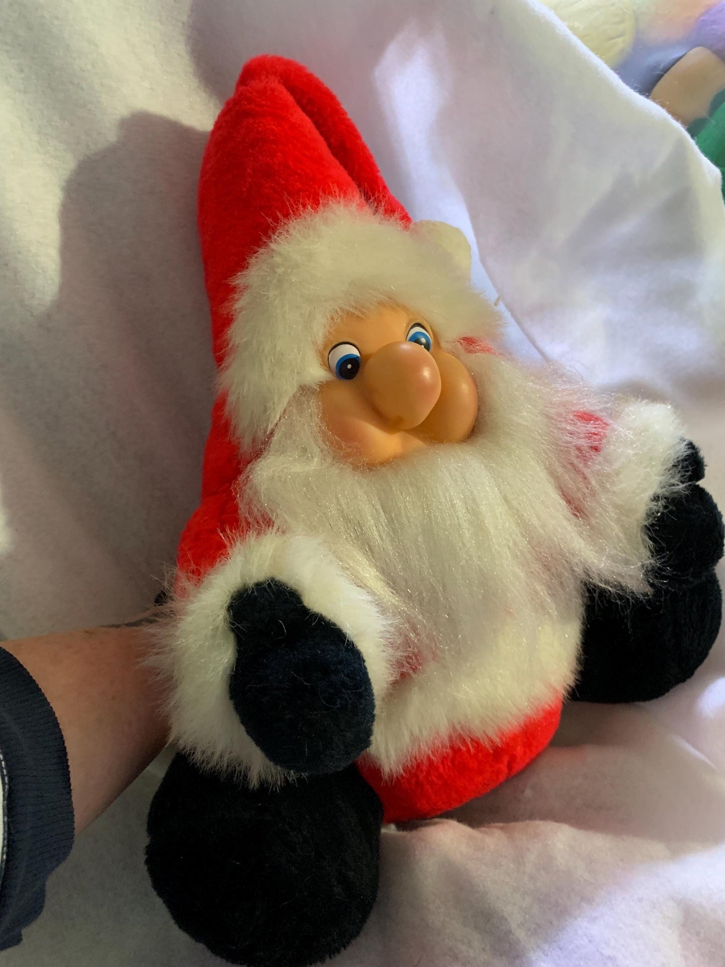 Santa Claus Red And White Rubber, Vinyl Face Christmas Plush. 1985 Vintage Animal Toy