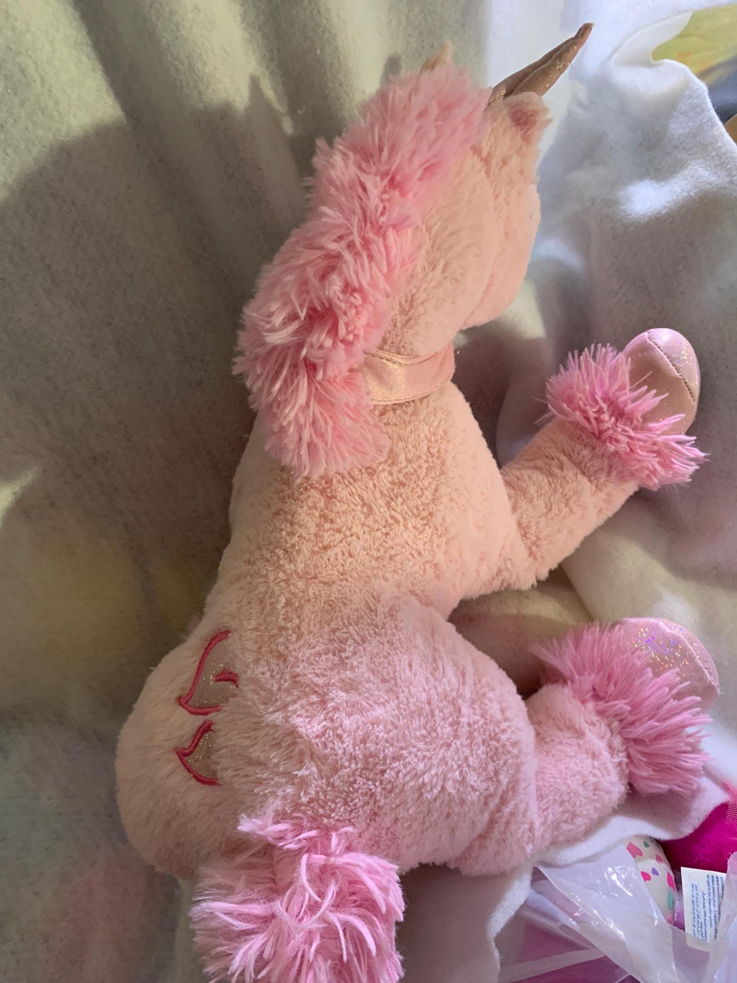 Dan Dee Pink Unicorn Plush, Glitter Horn, Large 22"
