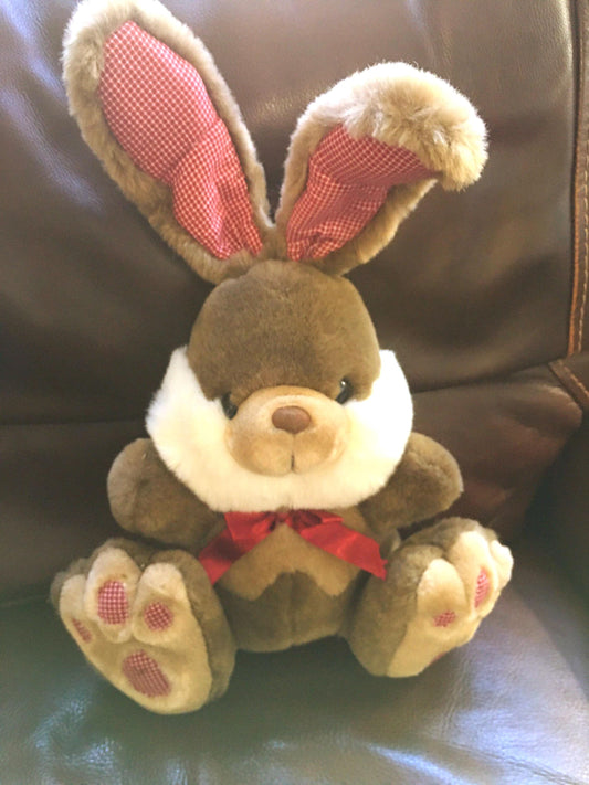 MTY Plush Bunny Rabbit, Red Gingham Accents