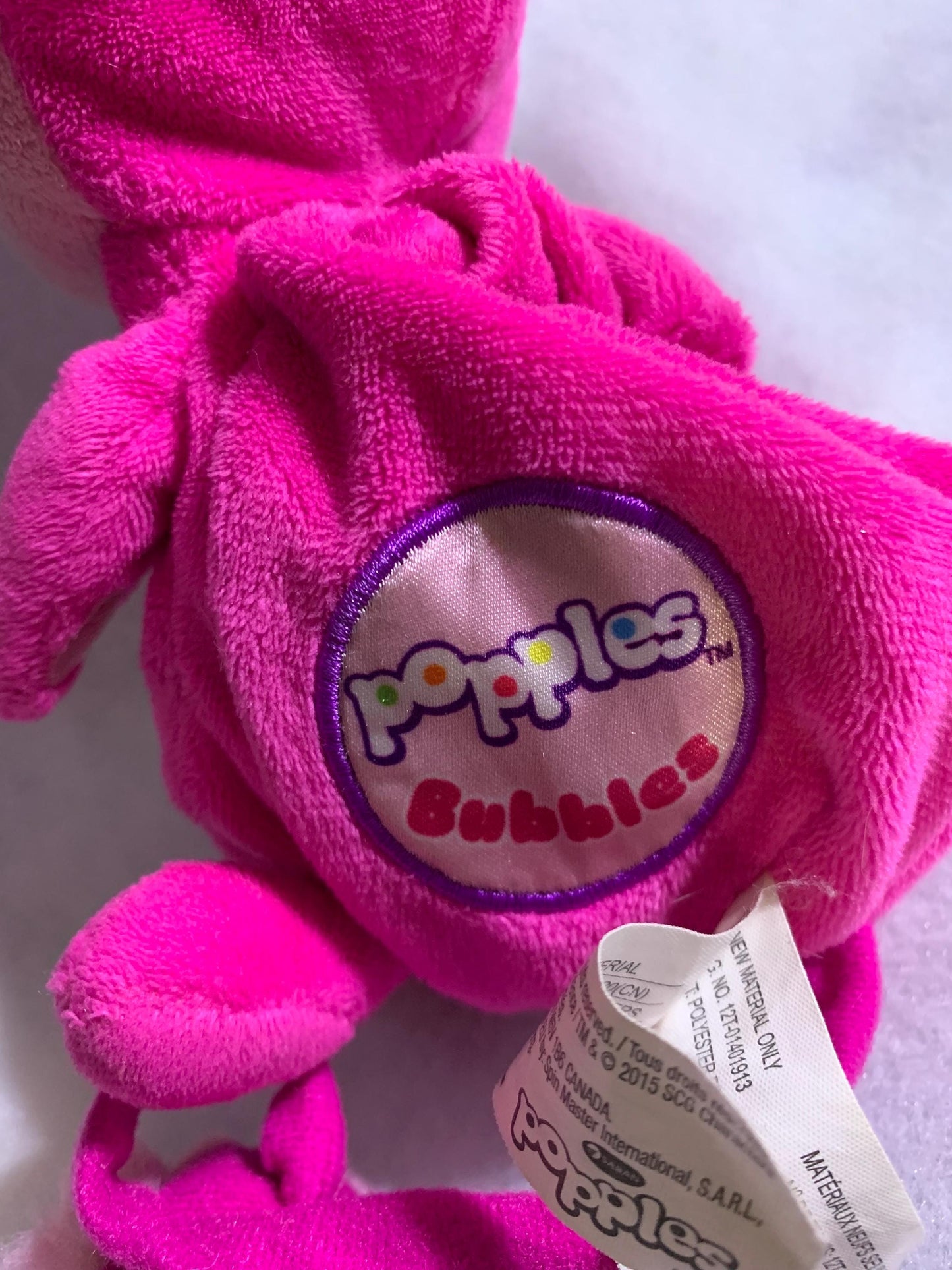 Popples BUBBLES Pink Doll Plush. Spin master. White Flower 8”