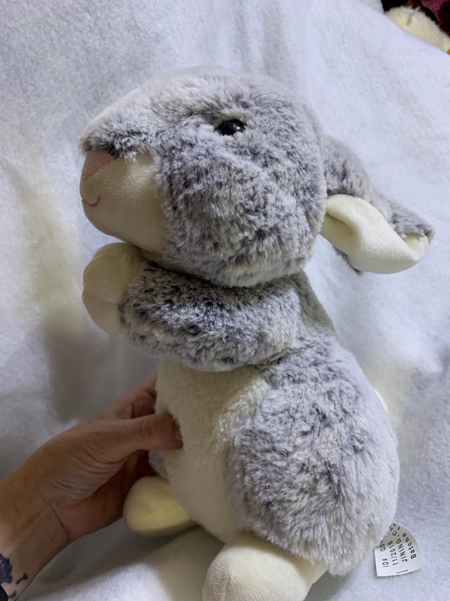 Gray and White Variegated Bunny Rabbit Plush. Bashful Face. Kellytoy
