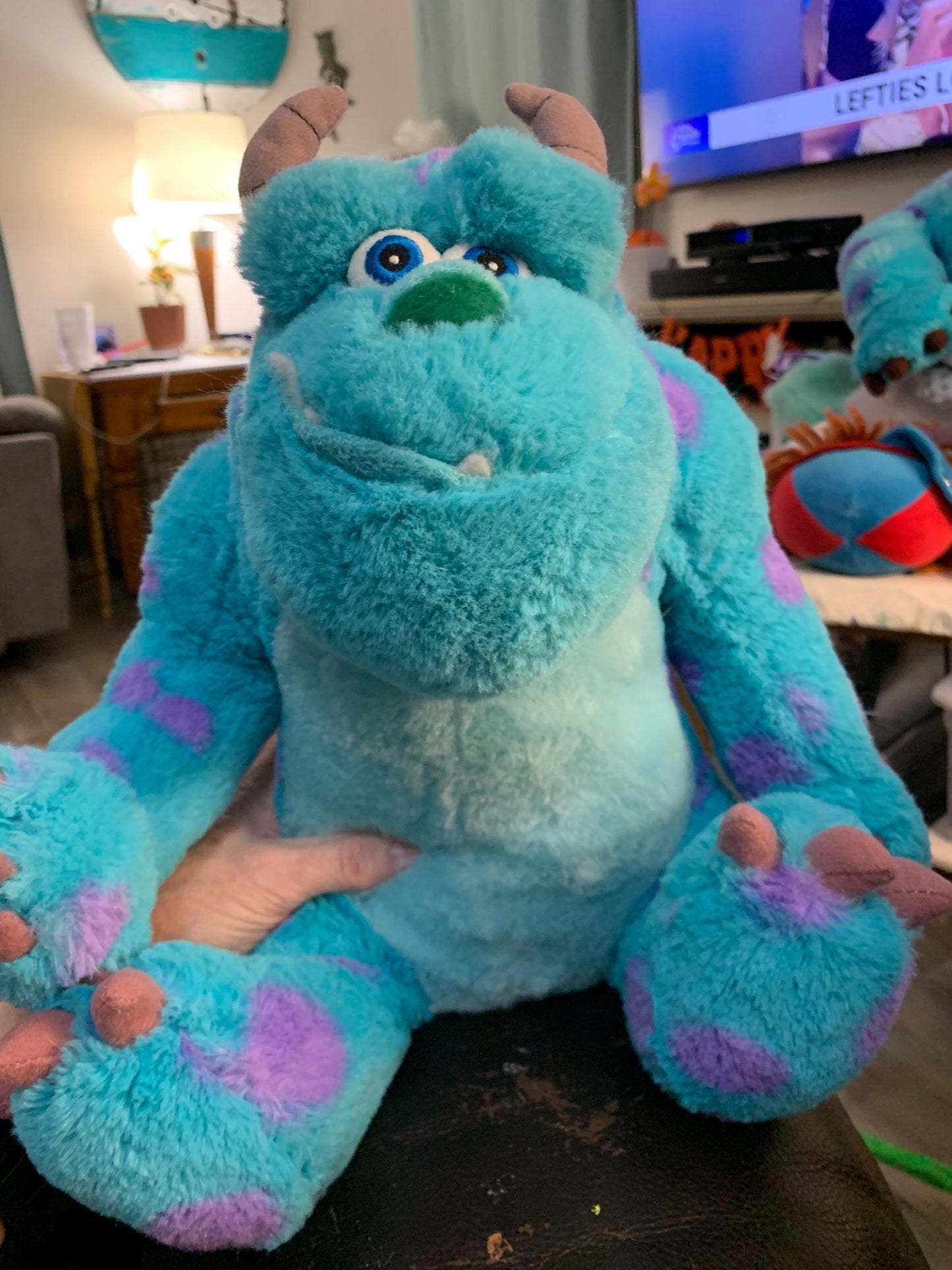 Sully James P Sullivan  Blue And Purple Monsters Inc Monster Plush. Sitting Position.