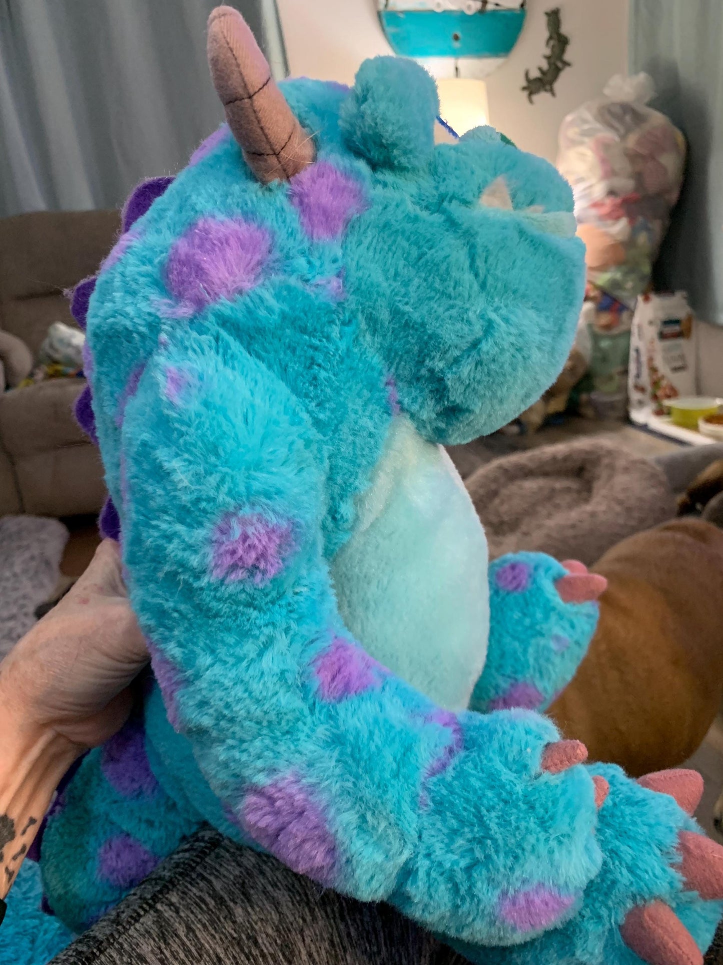 Sully James P Sullivan  Blue And Purple Monsters Inc Monster Plush. Sitting Position.
