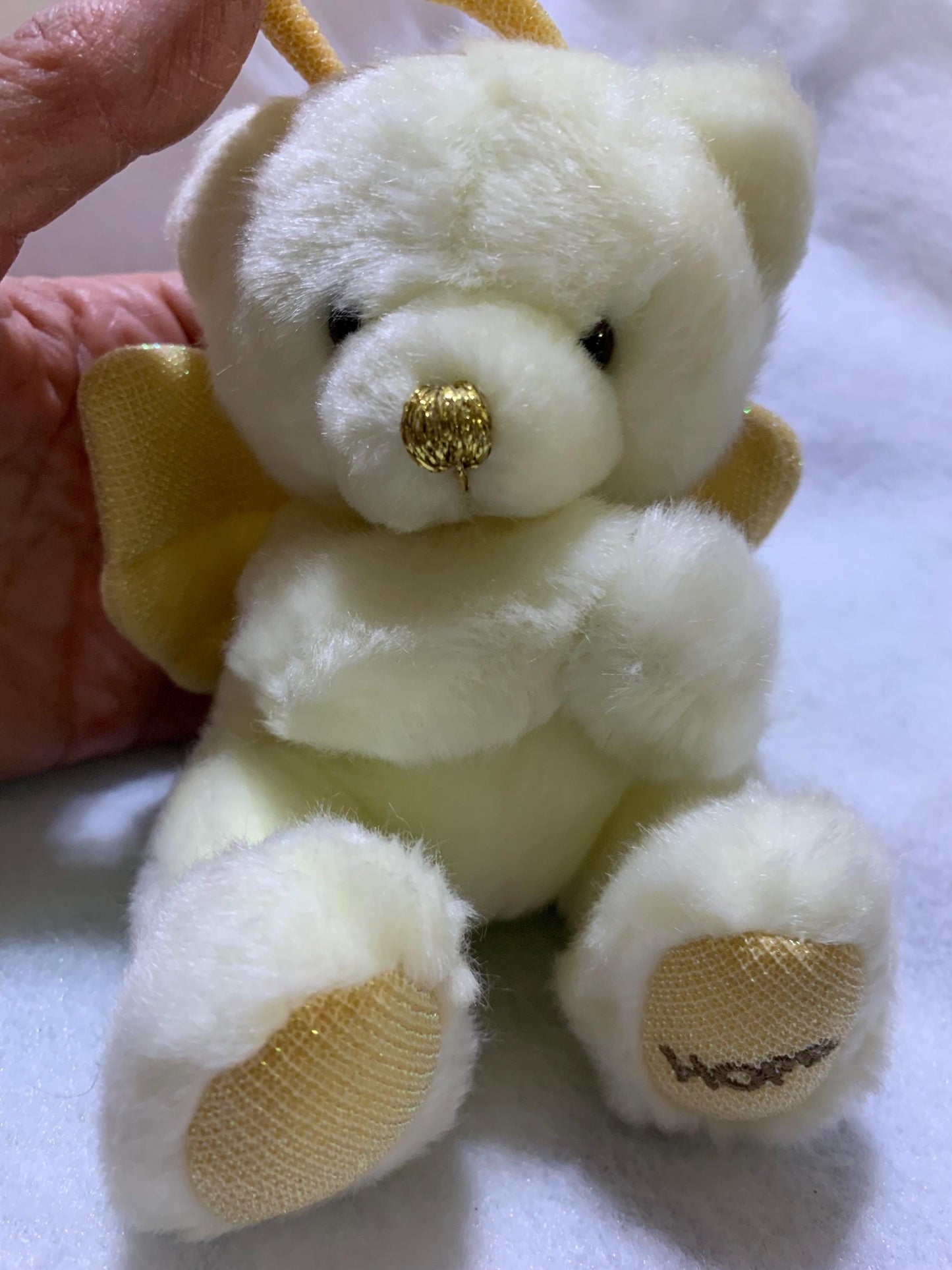 Vintage Russ Berrie Hope Angel Bear, Gold Wings