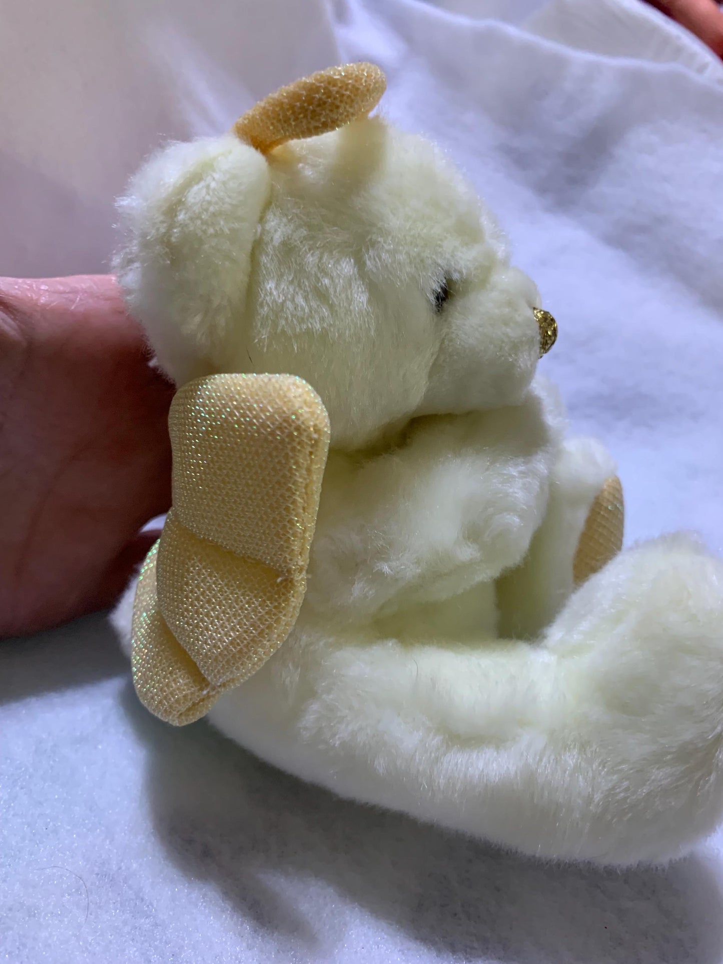 Vintage Russ Berrie Hope Angel Bear, Gold Wings