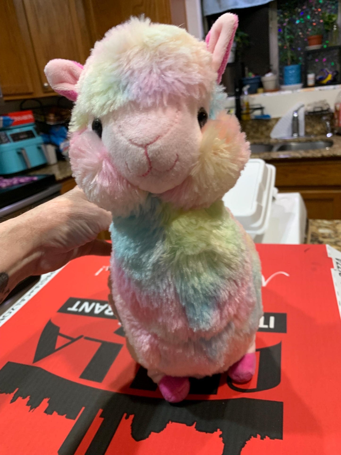 Pastel Tie Dye Llama Plush, Soft Stuffed Animal (12 in)