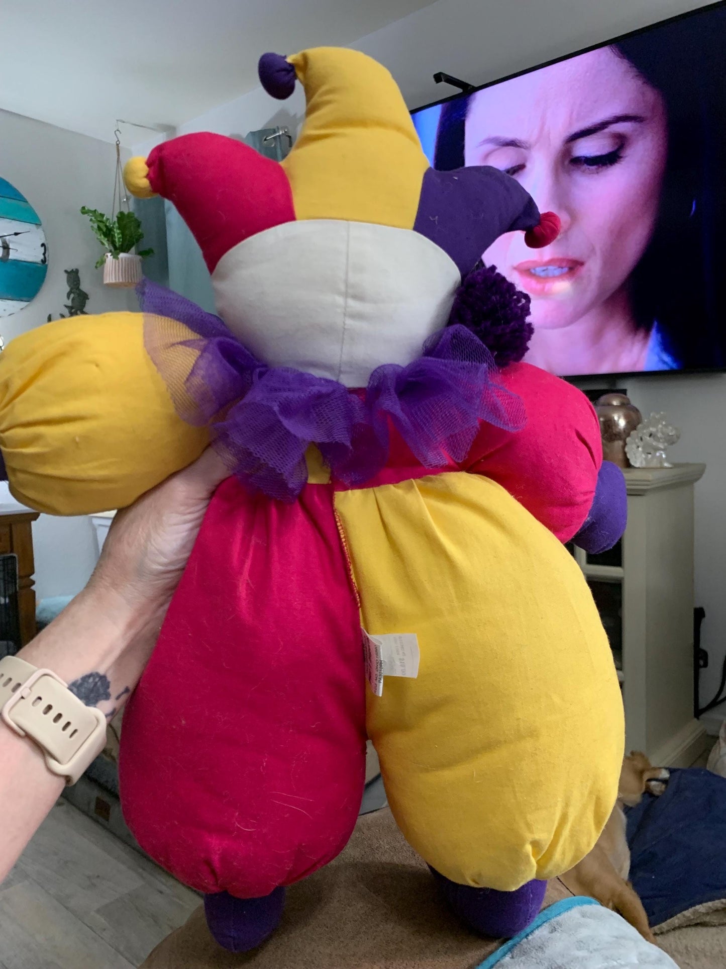 Pier 1 Imports Pink Purple And Yellow Clown Plush. Rare And Hard To Find