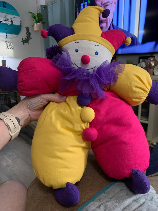 Pier 1 Imports Pink Purple And Yellow Clown Plush. Rare And Hard To Find