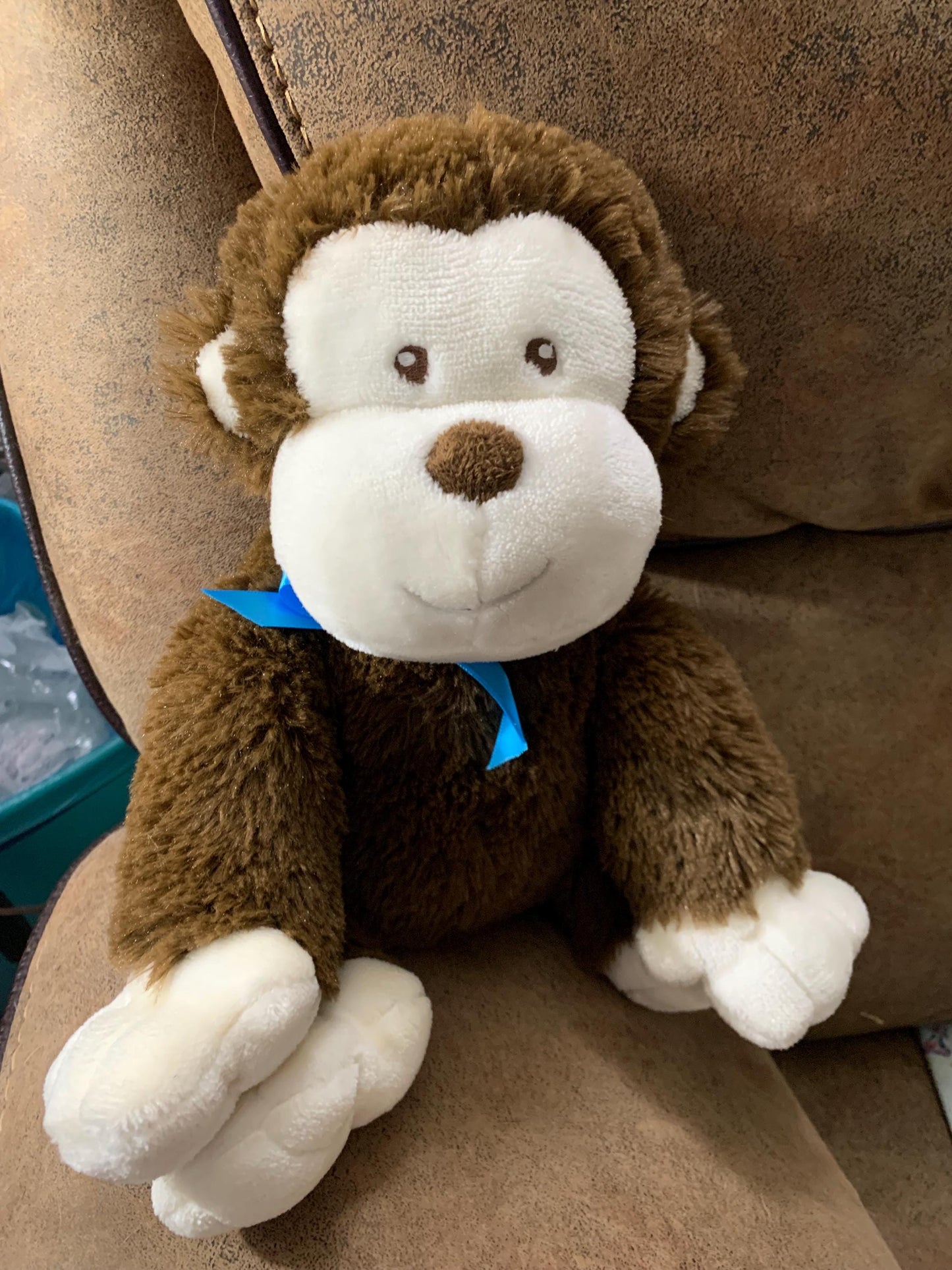 Brown And Tan  Sitting Monkey Plush. No Brand. Soft