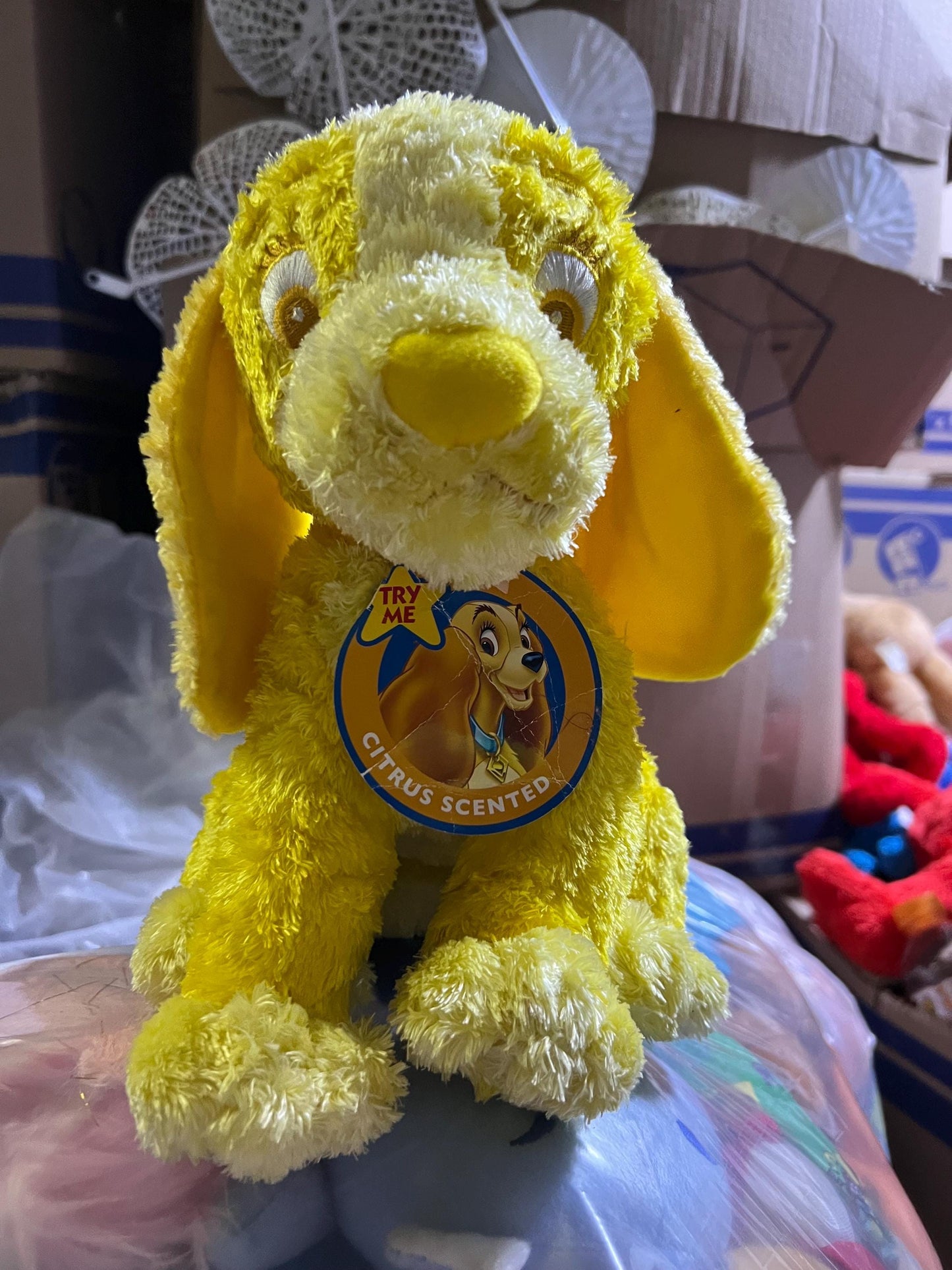 Disney Yellow Citrus Scented Lady From Lady & The Tramp Dog Plush. NWT