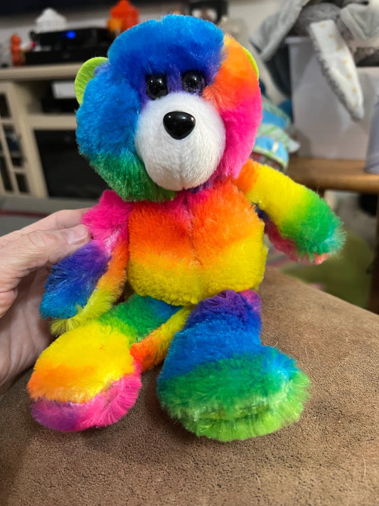 Ideal Toys Small Rainbow Teddy Bear Plush