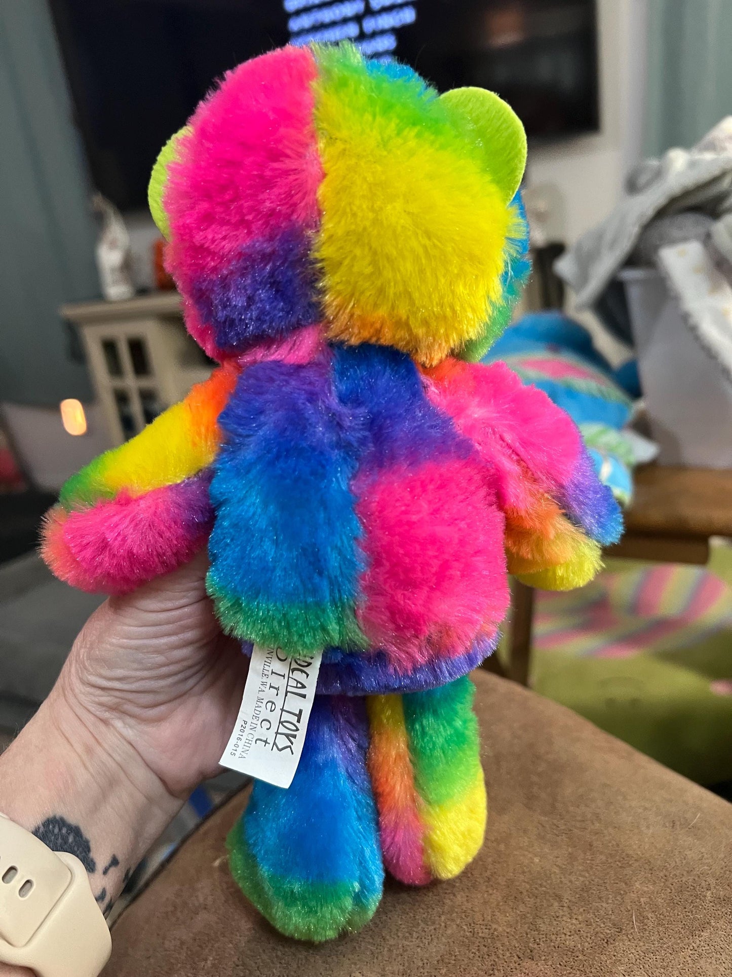 Ideal Toys Small Rainbow Teddy Bear Plush