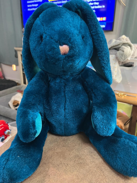 Dan dee large dark blue, dark teal bunny rabbit plush