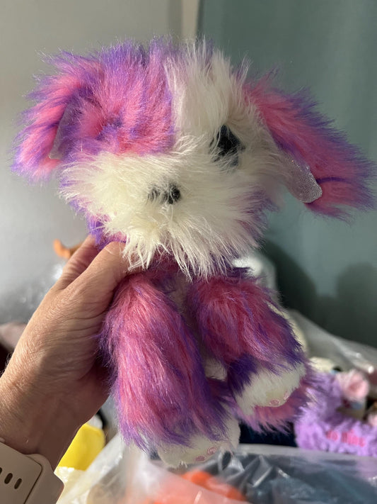 Scruff Luvs Plush Dog, Pink Purple White, Blue Eyes