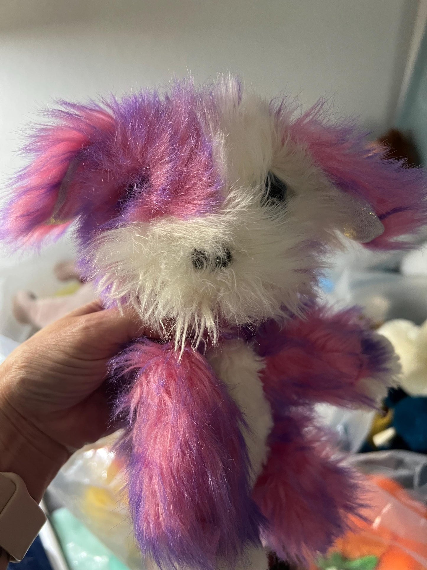 Scruff Luvs Plush Dog, Pink Purple White, Blue Eyes