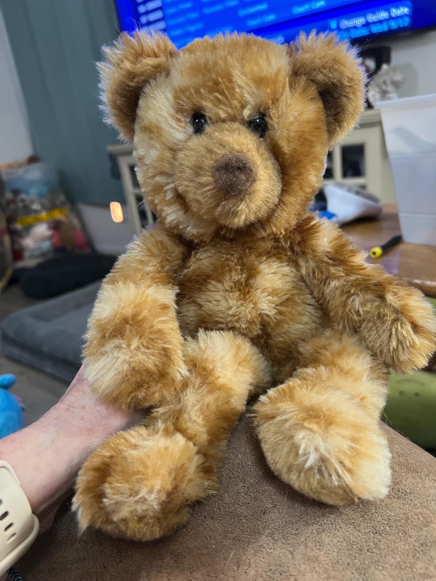 Douglas Cuddle Toy Sitting Teddy Bear Sitting Bean Bottom Brown 12”