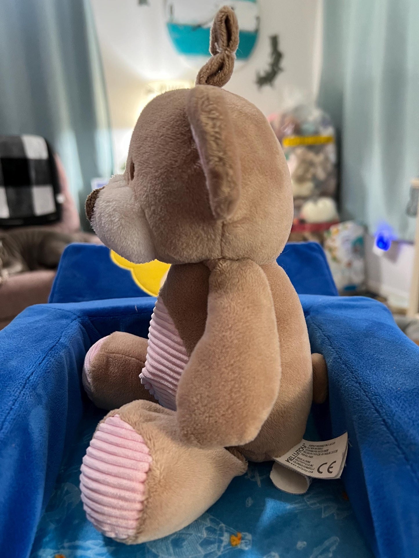 Kellytoy Baby Brown and Pink Teddy Bear Rattle Plush