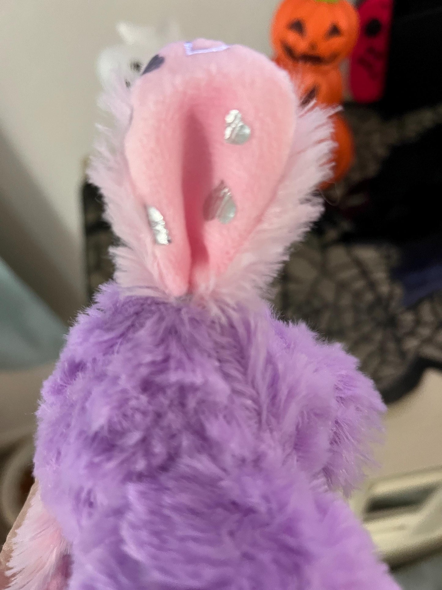 Lavender & Pink Plush Dog with Foil Hearts (NWT)