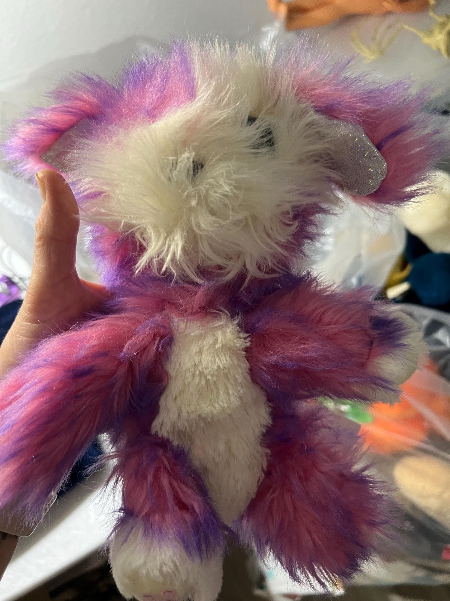 Scruff Luvs Plush Dog, Pink Purple White, Blue Eyes