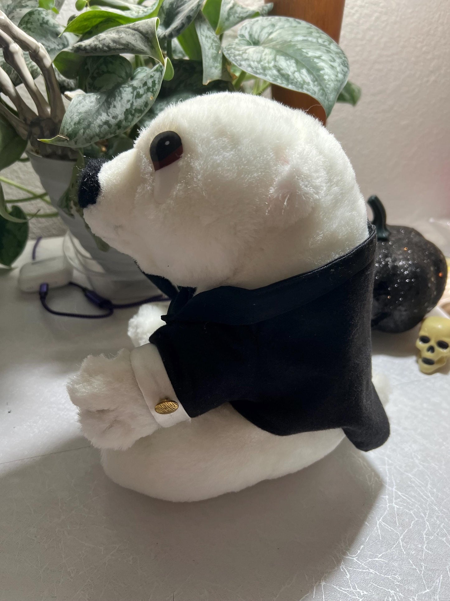 Vintage White Polar Bear Plush Toy: Magician Tuxedo