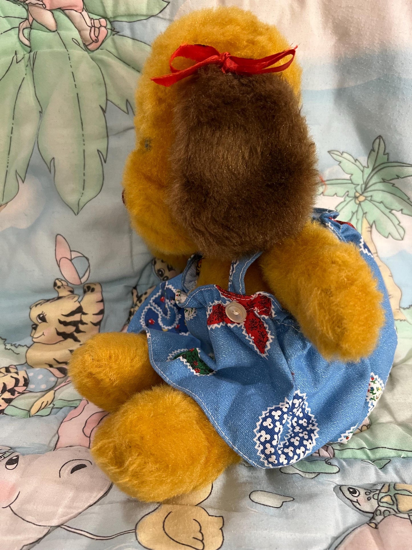 Vintage Princess Soft Toys Floppy Dog Plush 1970s Honey Puppy with Dress. Rare. HTF!