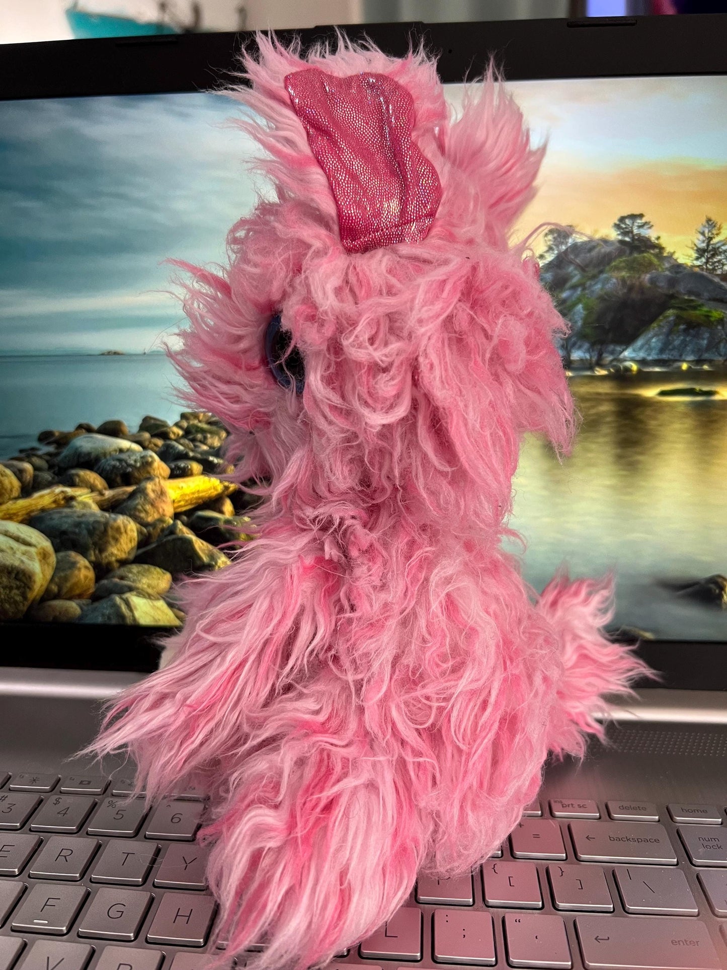 Scruff Luvs Plush Dog Toy, Pink and White, Blue Eyes