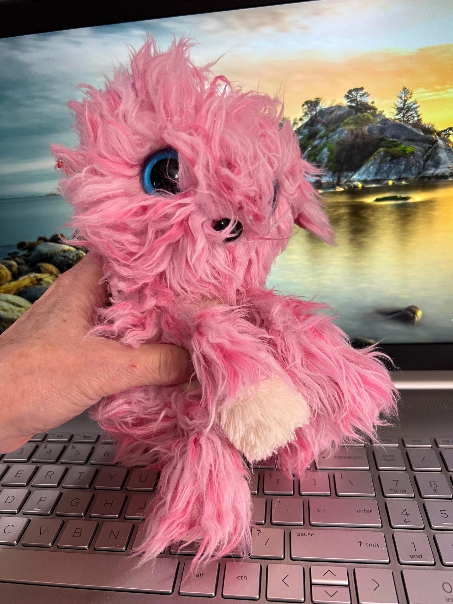 Scruff Luvs Plush Dog Toy, Pink and White, Blue Eyes