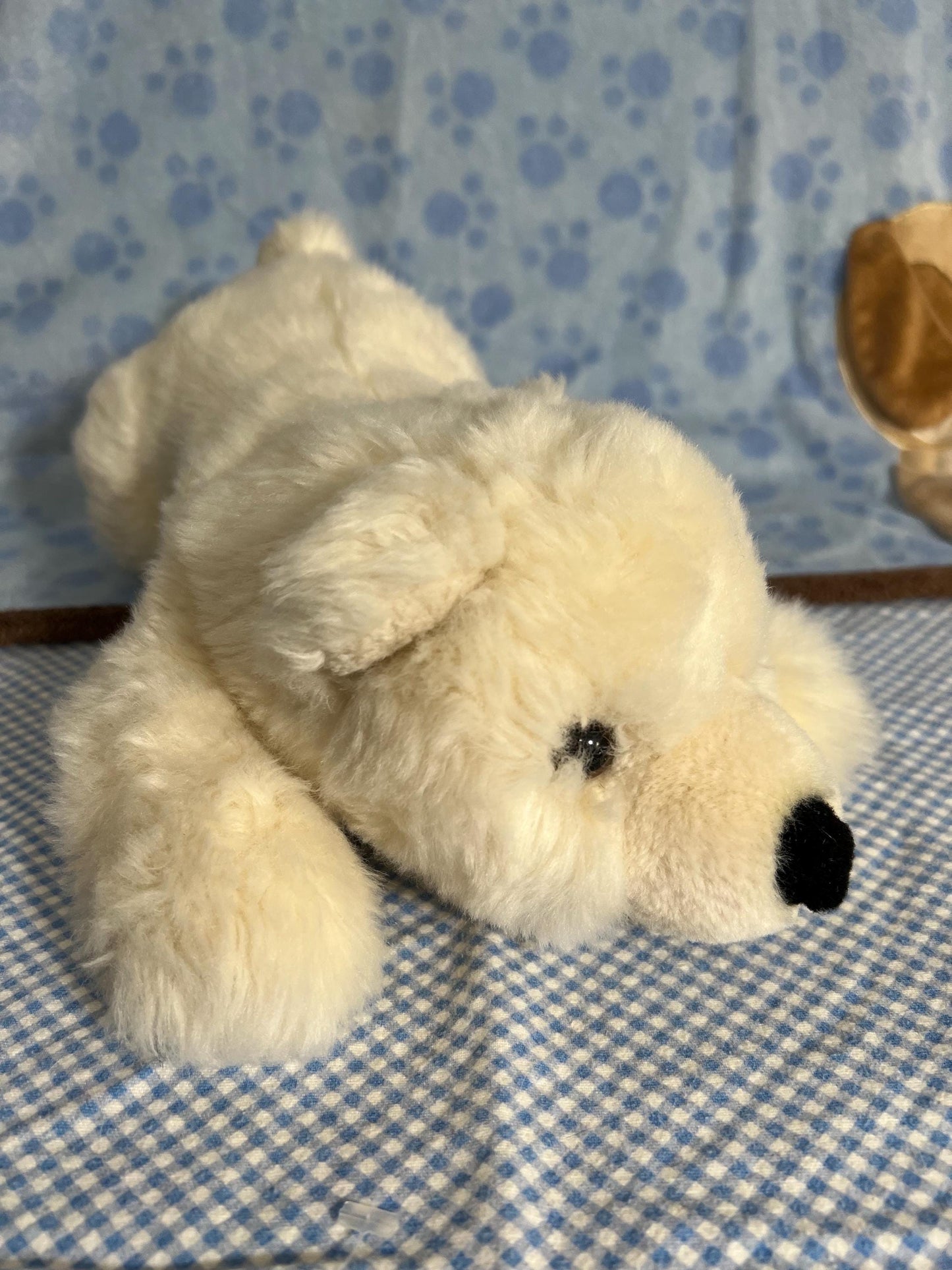 Sea World White Polar Bear Plush. Laying Down
