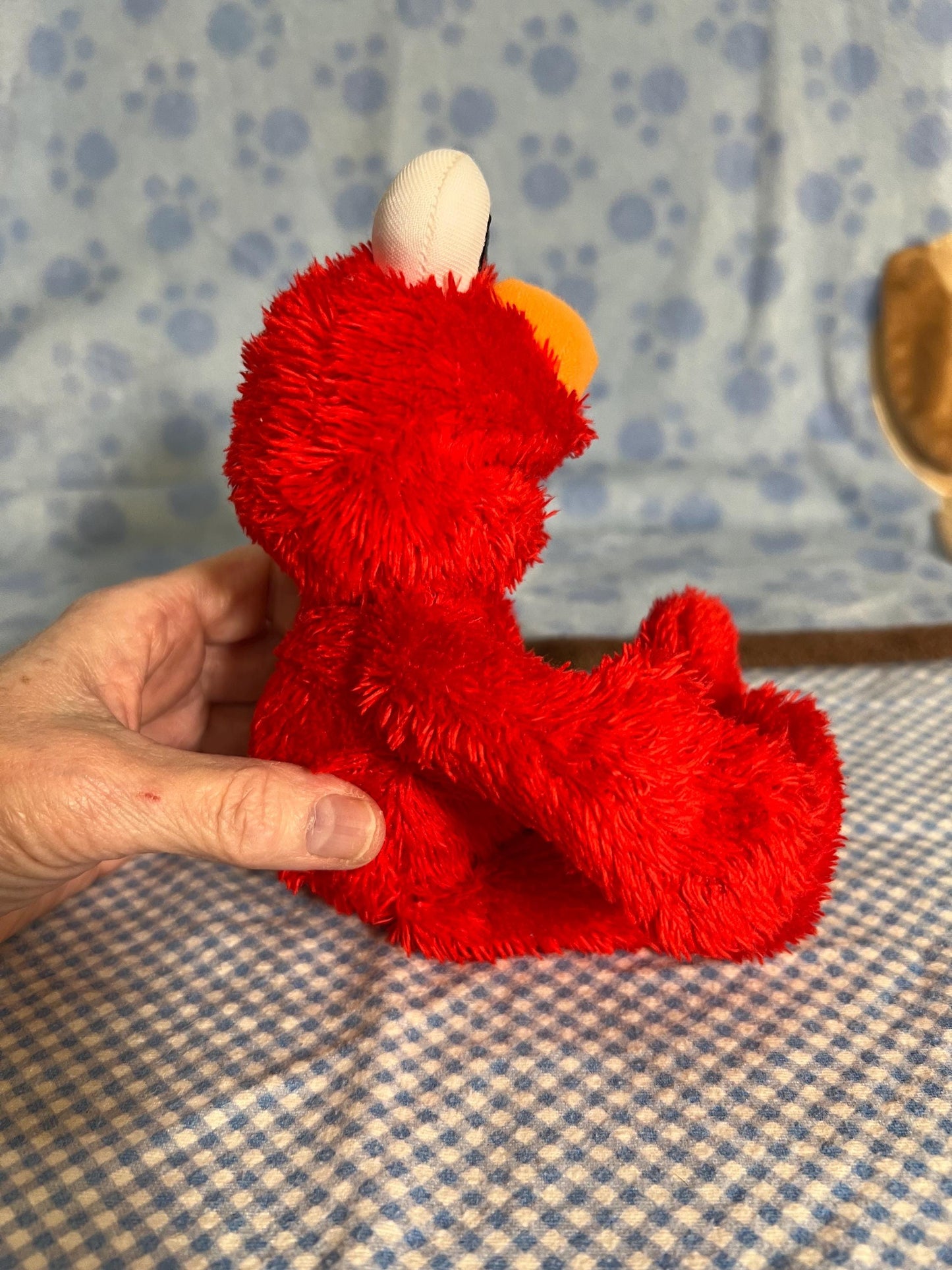 Small Hasbro Sesame Street Elmo Stuffed Animal Plush. Cloth Eyes