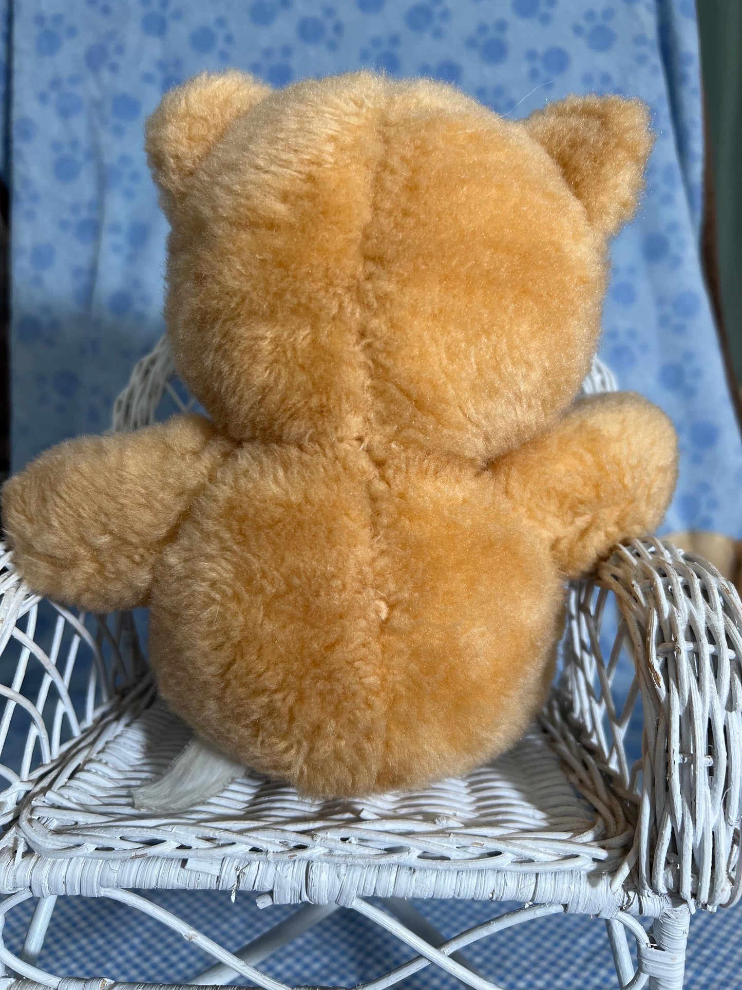 Tan Teddy Bear Plush Red Bow Unbranded Vintage