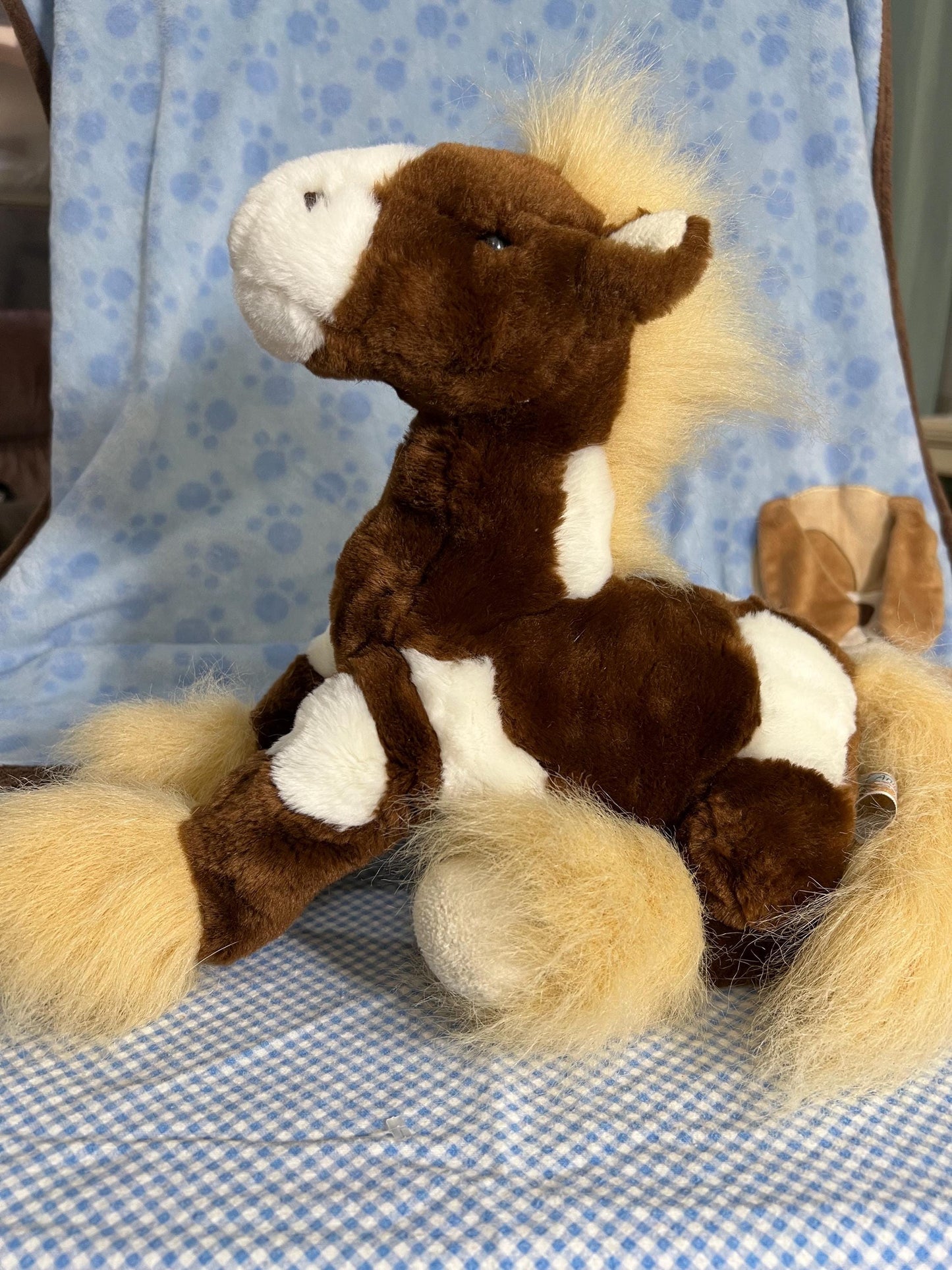 Animal Alley Brown And White Clydesdale Horse Plush. Vintage Toys R Us