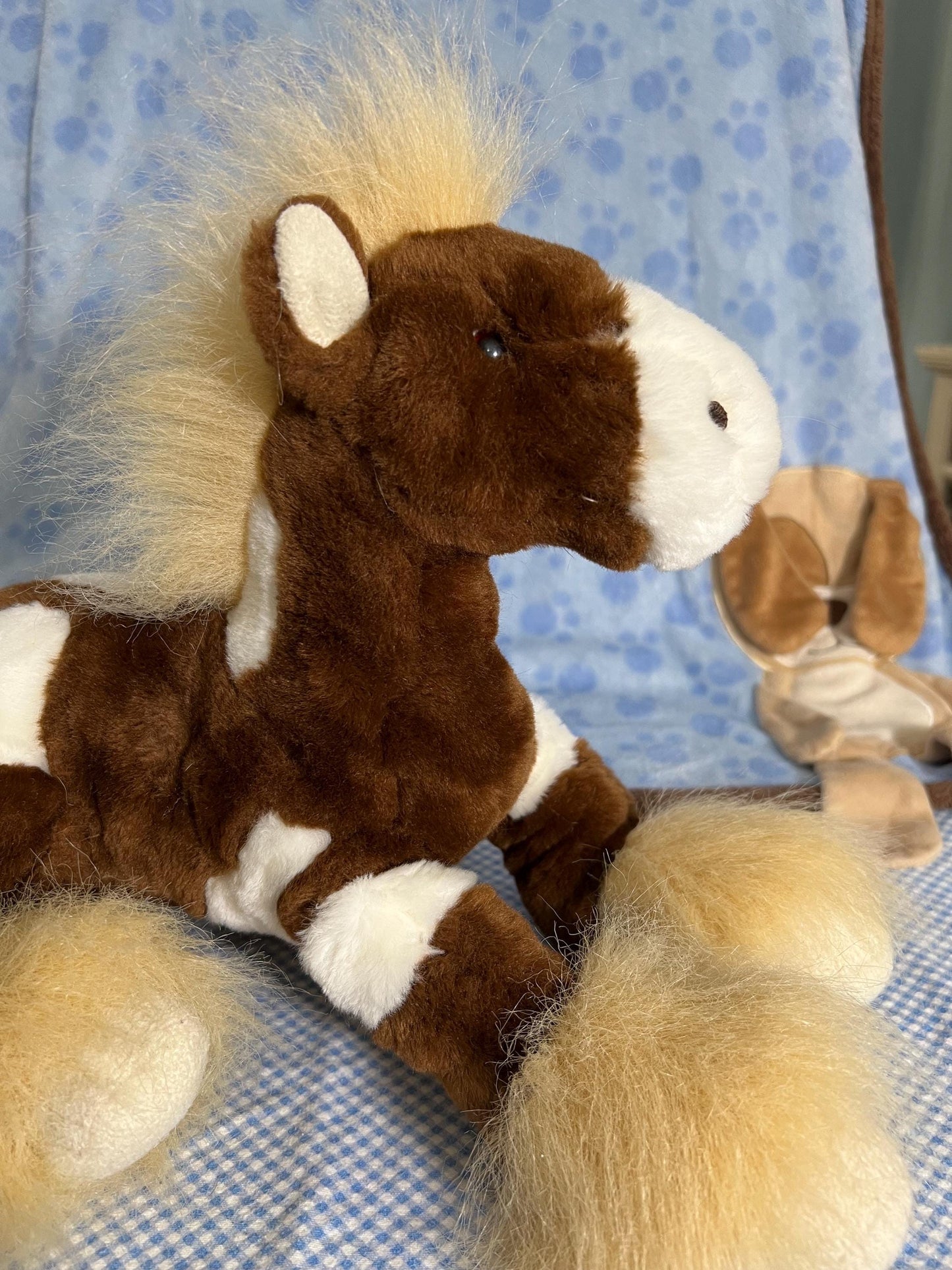 Animal Alley Brown And White Clydesdale Horse Plush. Vintage Toys R Us
