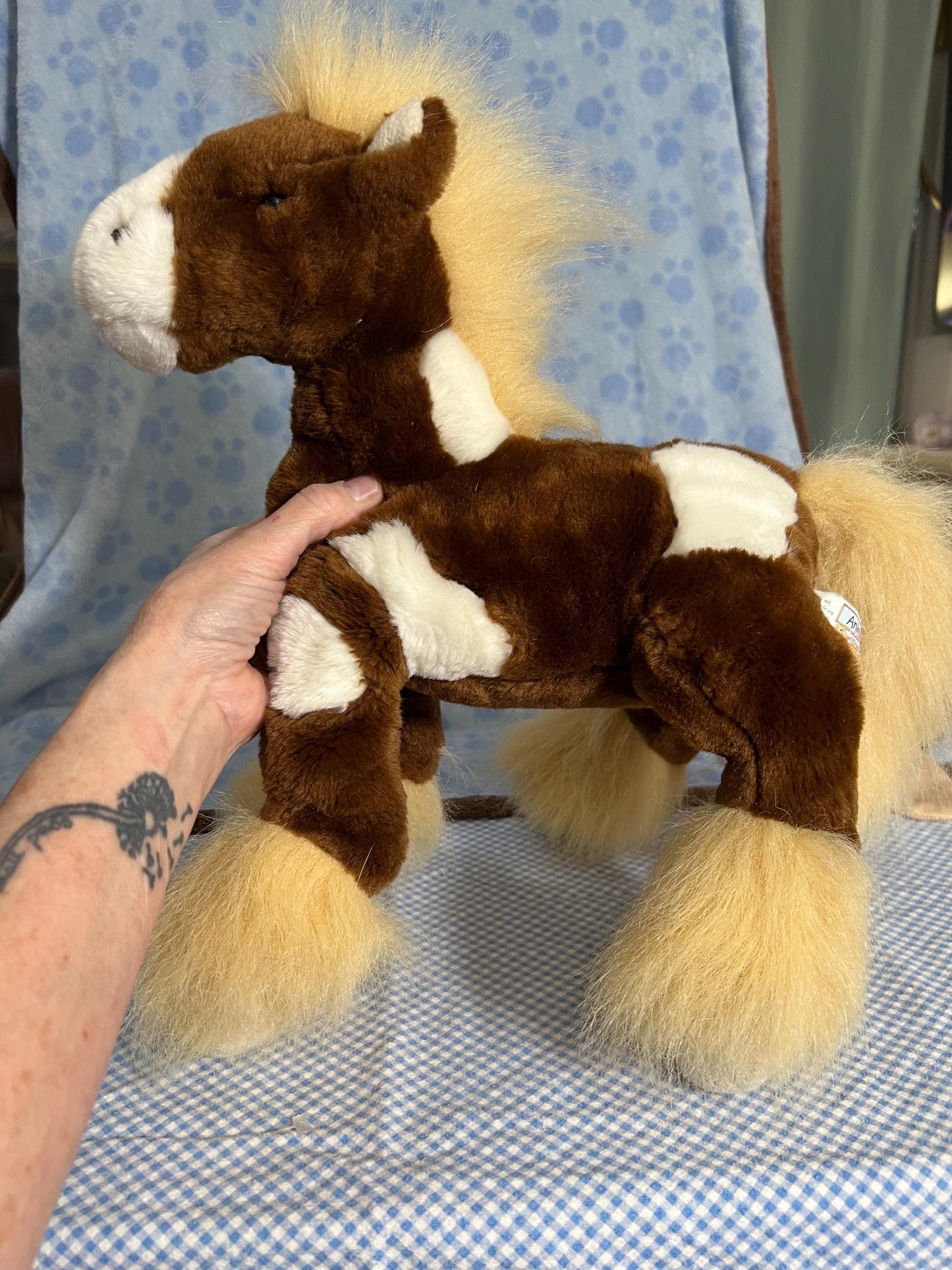 Animal Alley Brown And White Clydesdale Horse Plush. Vintage Toys R Us