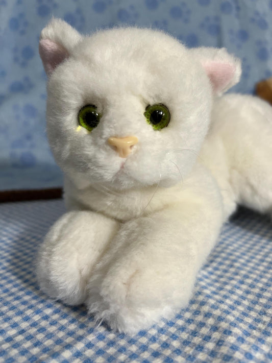 Russ White Short Haired Sophie Cat Plush with Green Eyes