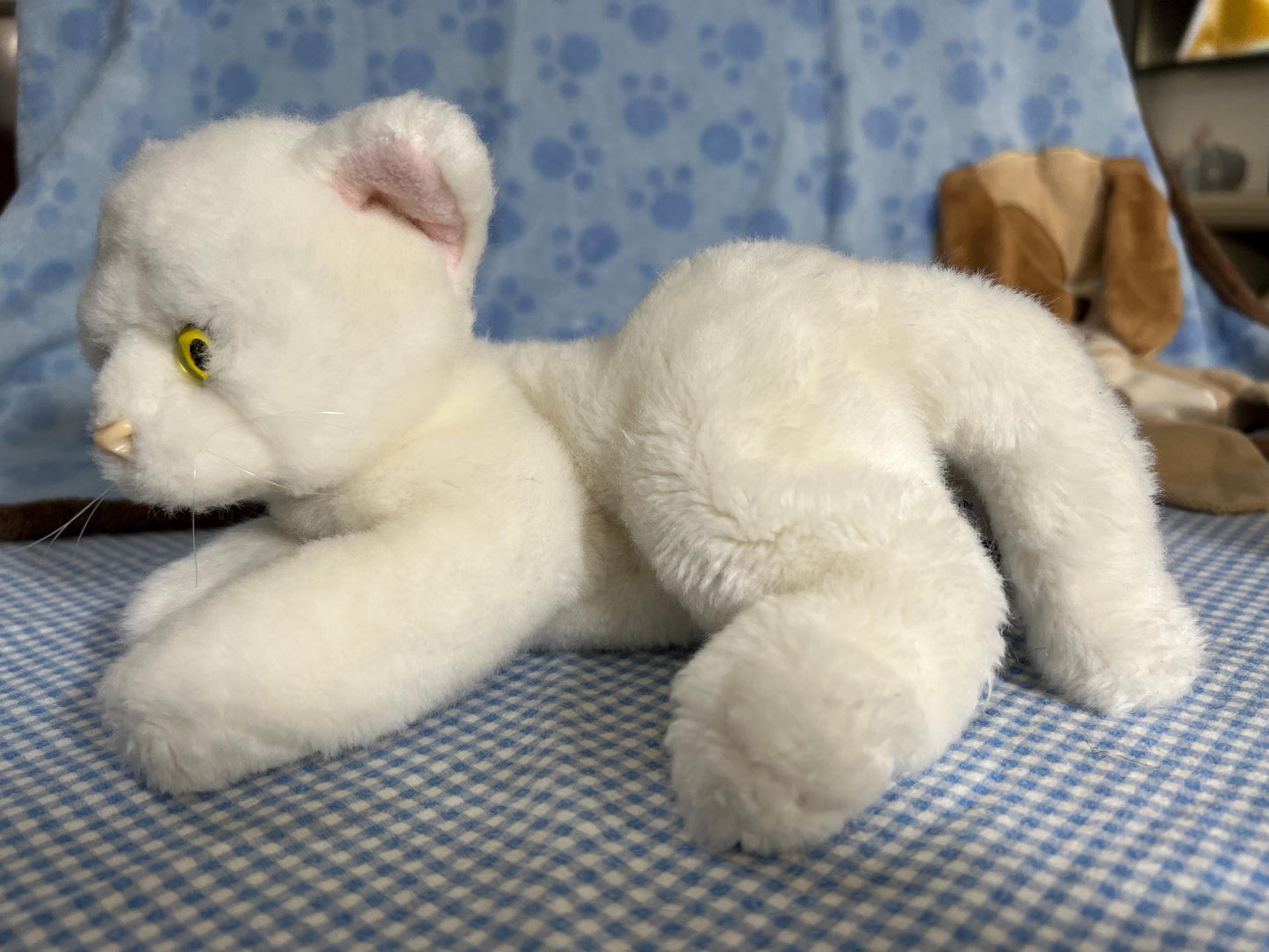 Russ White Short Haired Sophie Cat Plush with Green Eyes