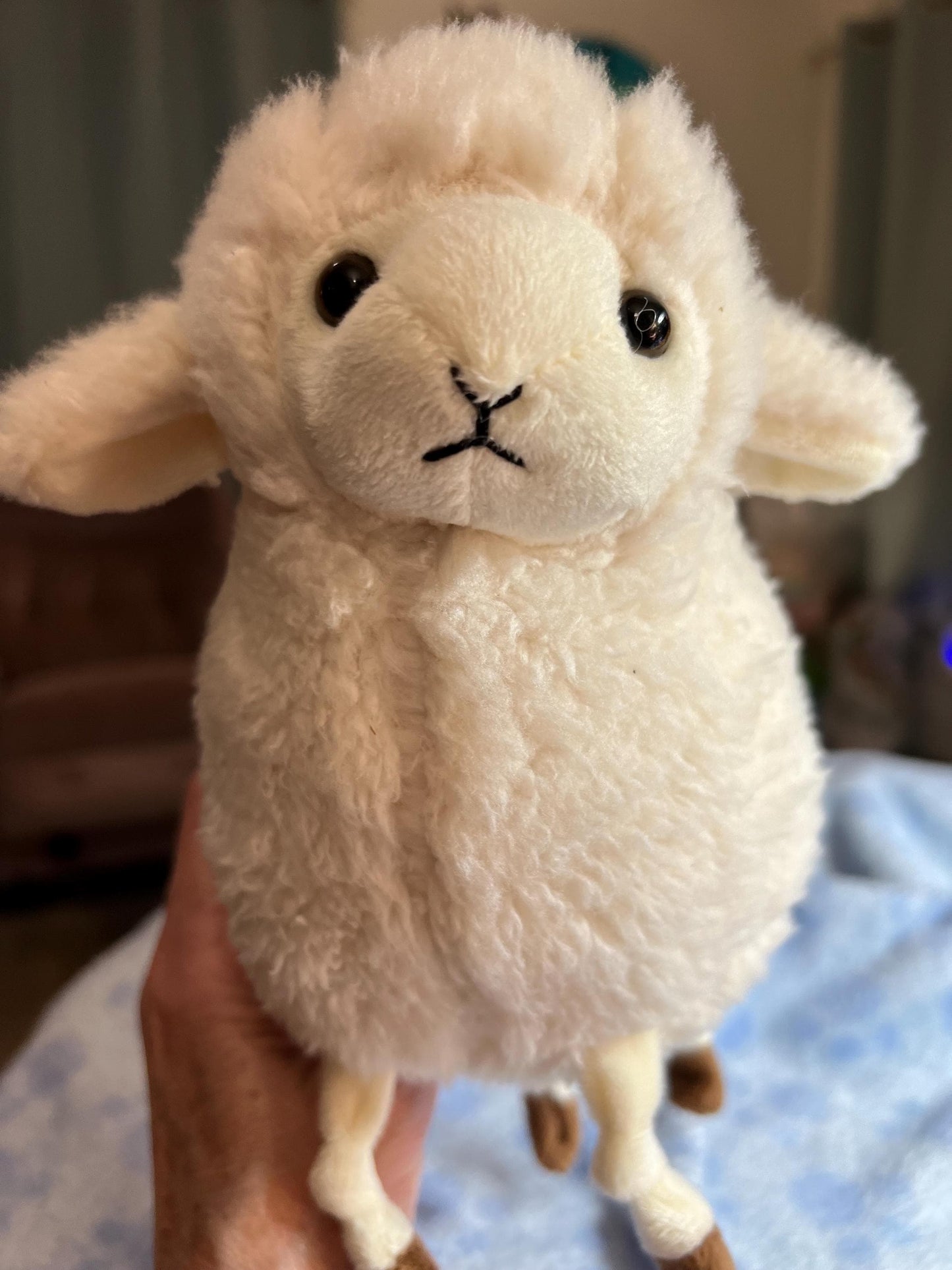 Animal Adventure White Lamb Plush Wooly Sherpa Dangle Legs Brown Hoofs Rare