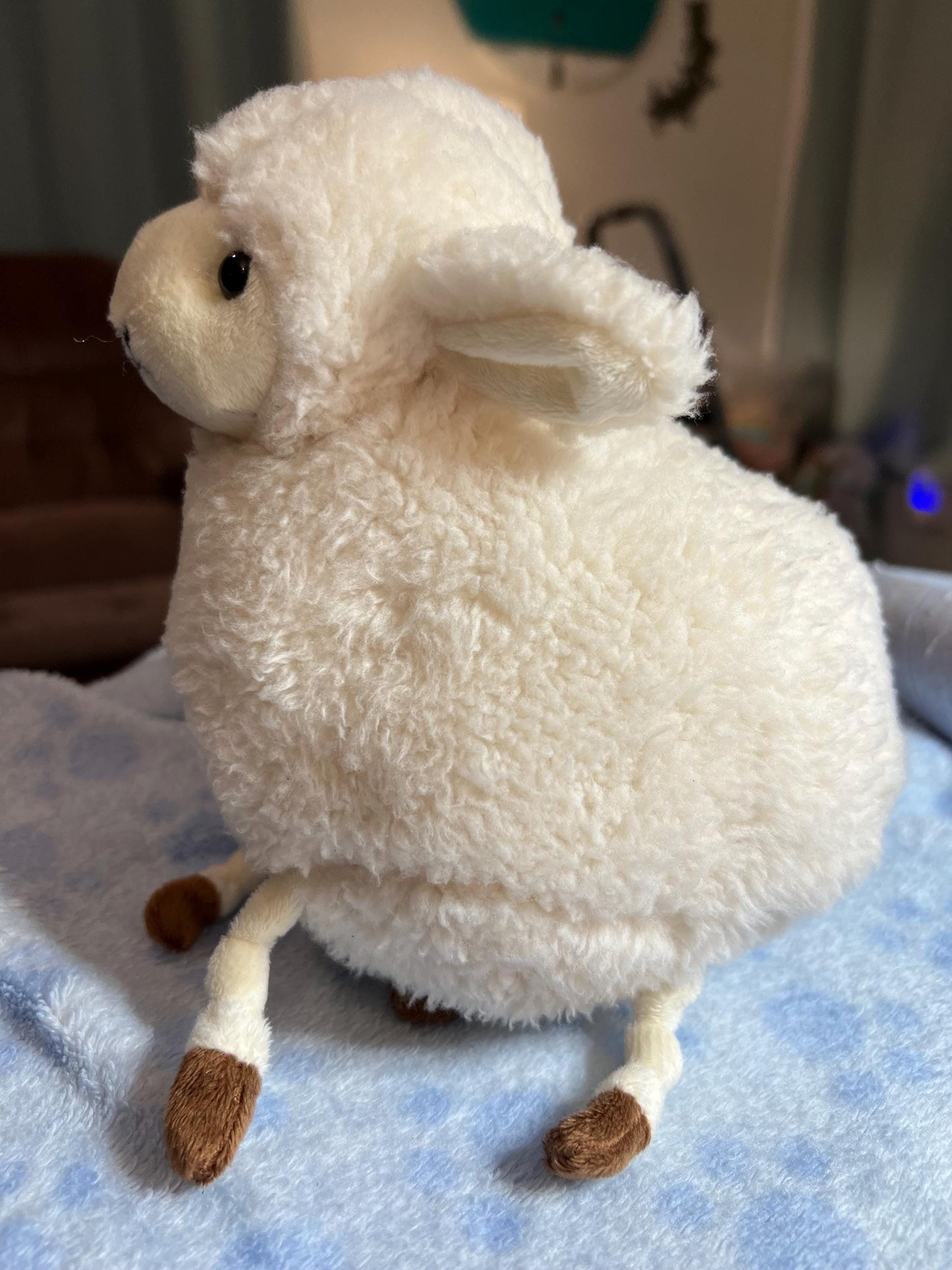 Animal Adventure White Lamb Plush Wooly Sherpa Dangle Legs Brown Hoofs Rare