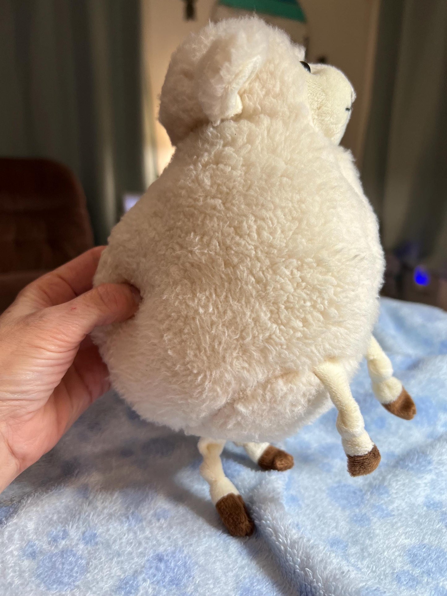 Animal Adventure White Lamb Plush Wooly Sherpa Dangle Legs Brown Hoofs Rare