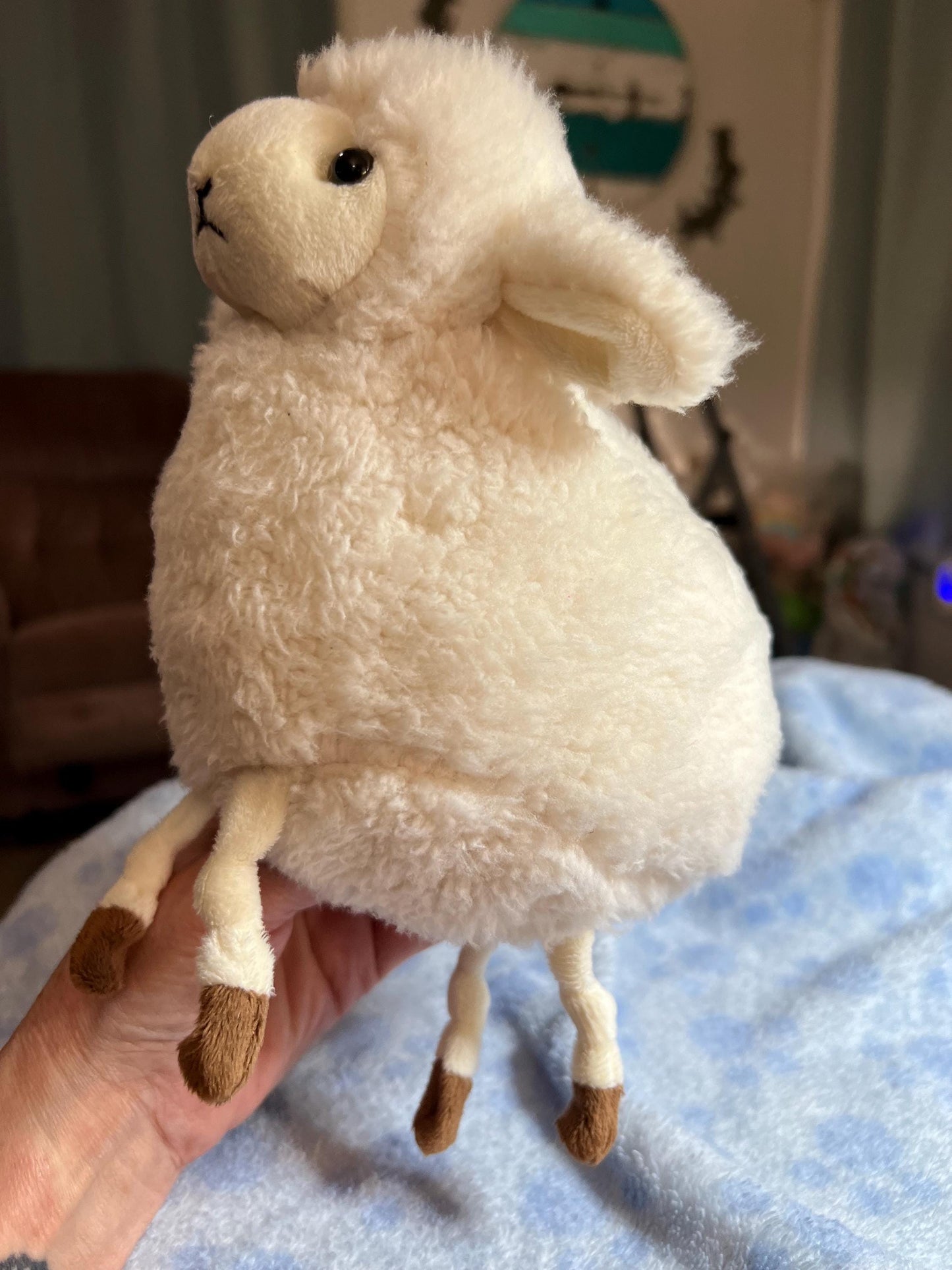 Animal Adventure White Lamb Plush Wooly Sherpa Dangle Legs Brown Hoofs Rare