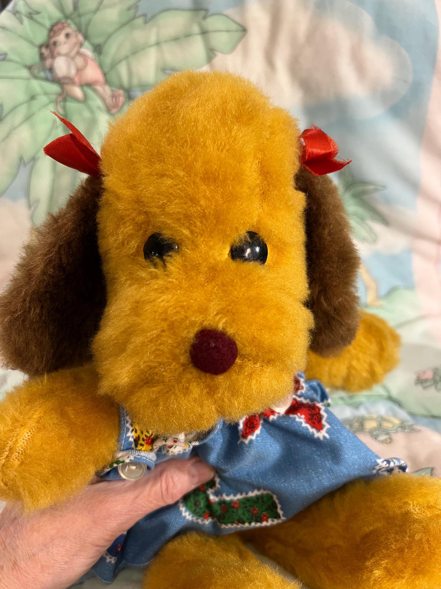 Vintage Princess Soft Toys Floppy Dog Plush 1970s Honey Puppy with Dress. Rare. HTF!