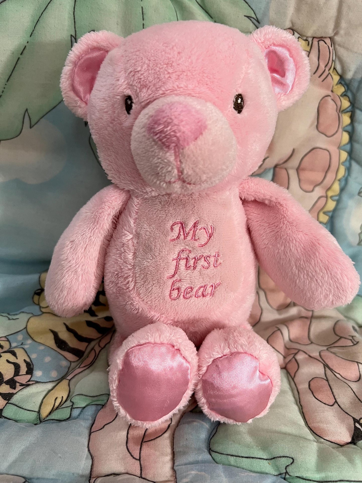 Pink Teddy Bear Plush: "My First Bear" Baby Girl Keepsake