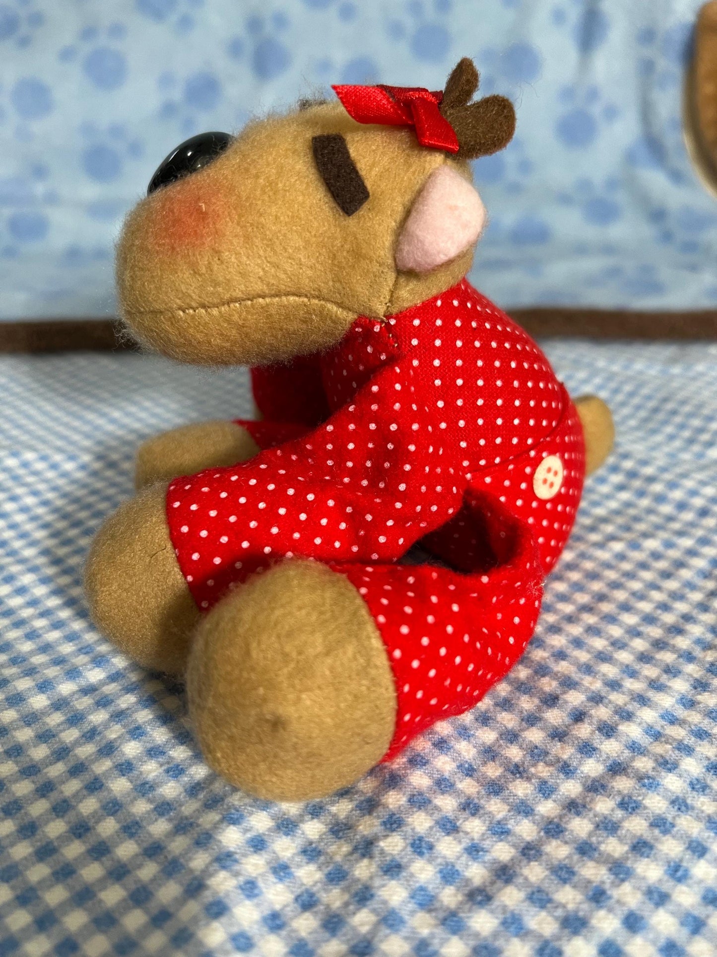 Hallmark Ramona Reindeer Plush Red & White Polka Dot Jammies