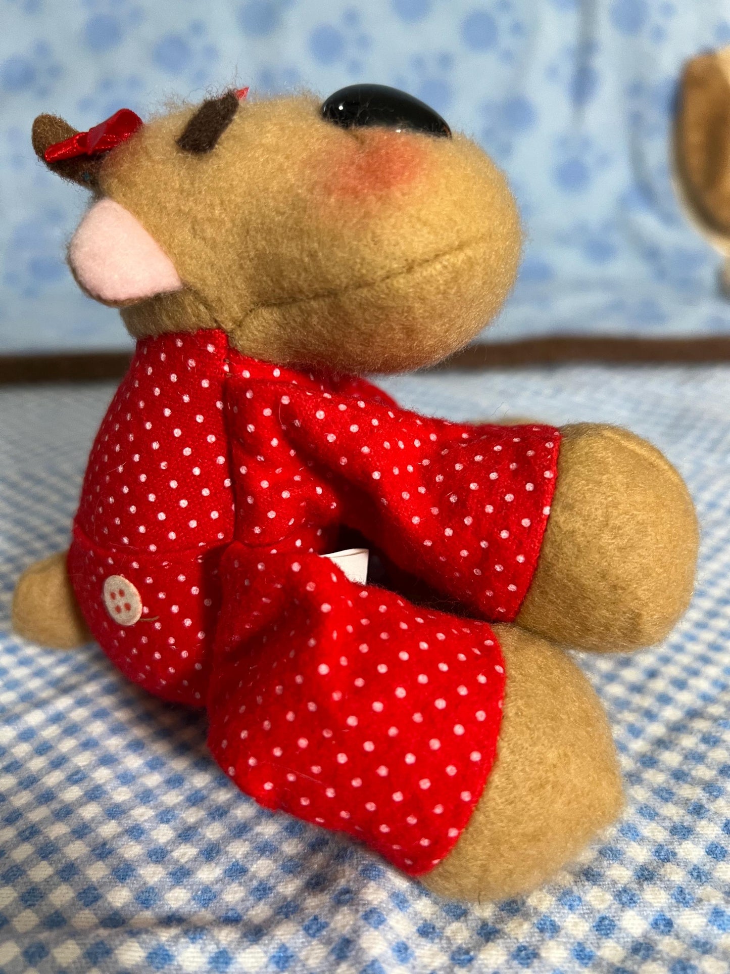 Hallmark Ramona Reindeer Plush Red & White Polka Dot Jammies