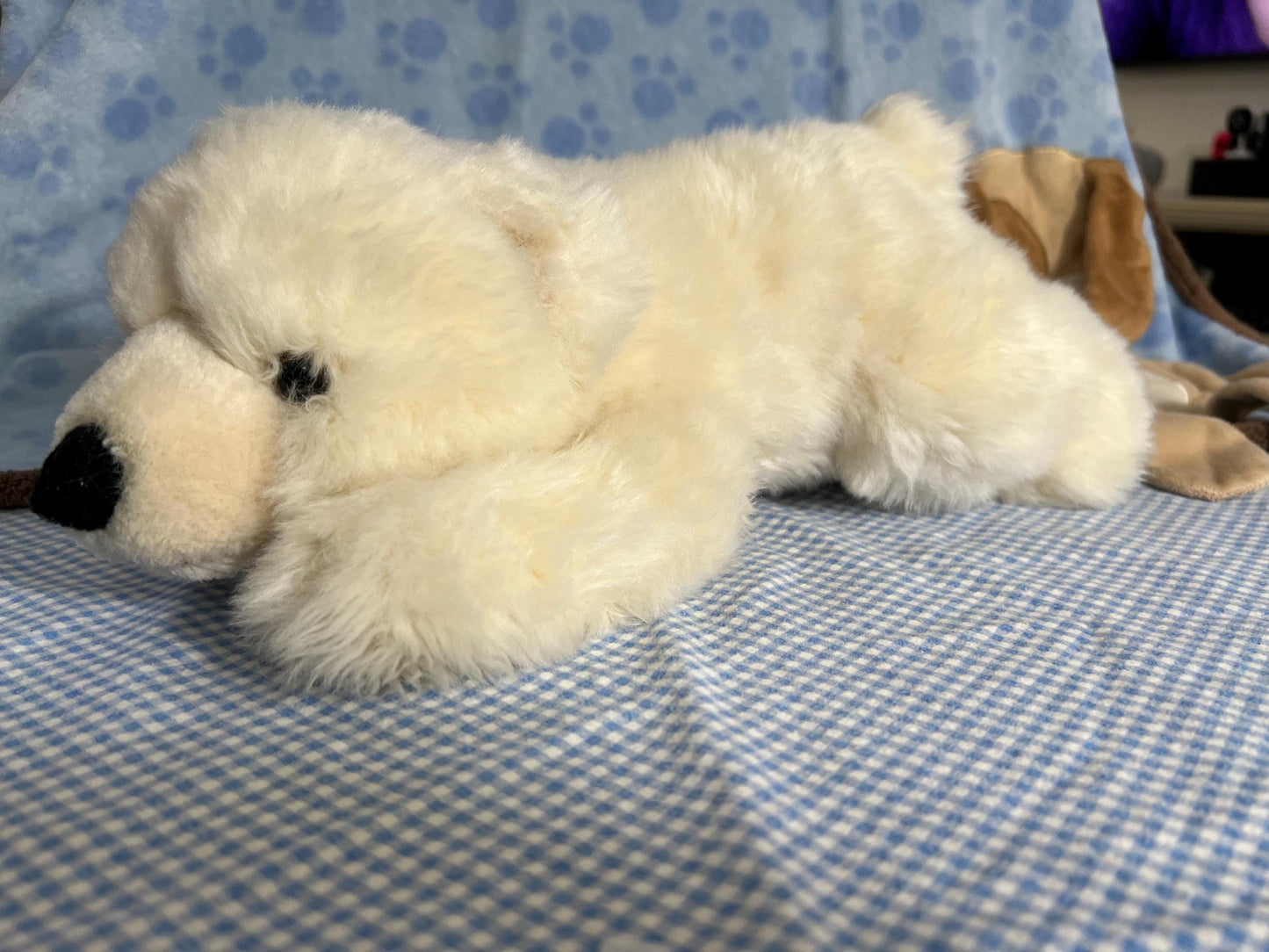Sea World White Polar Bear Plush. Laying Down