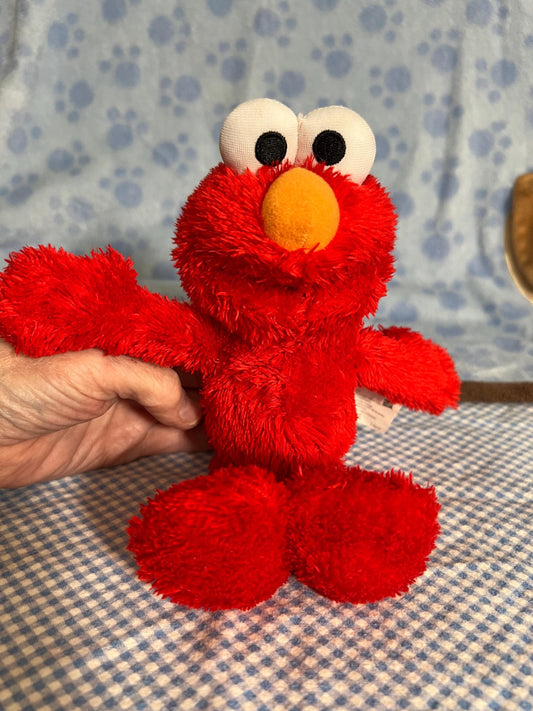 Small Hasbro Sesame Street Elmo Stuffed Animal Plush. Cloth Eyes