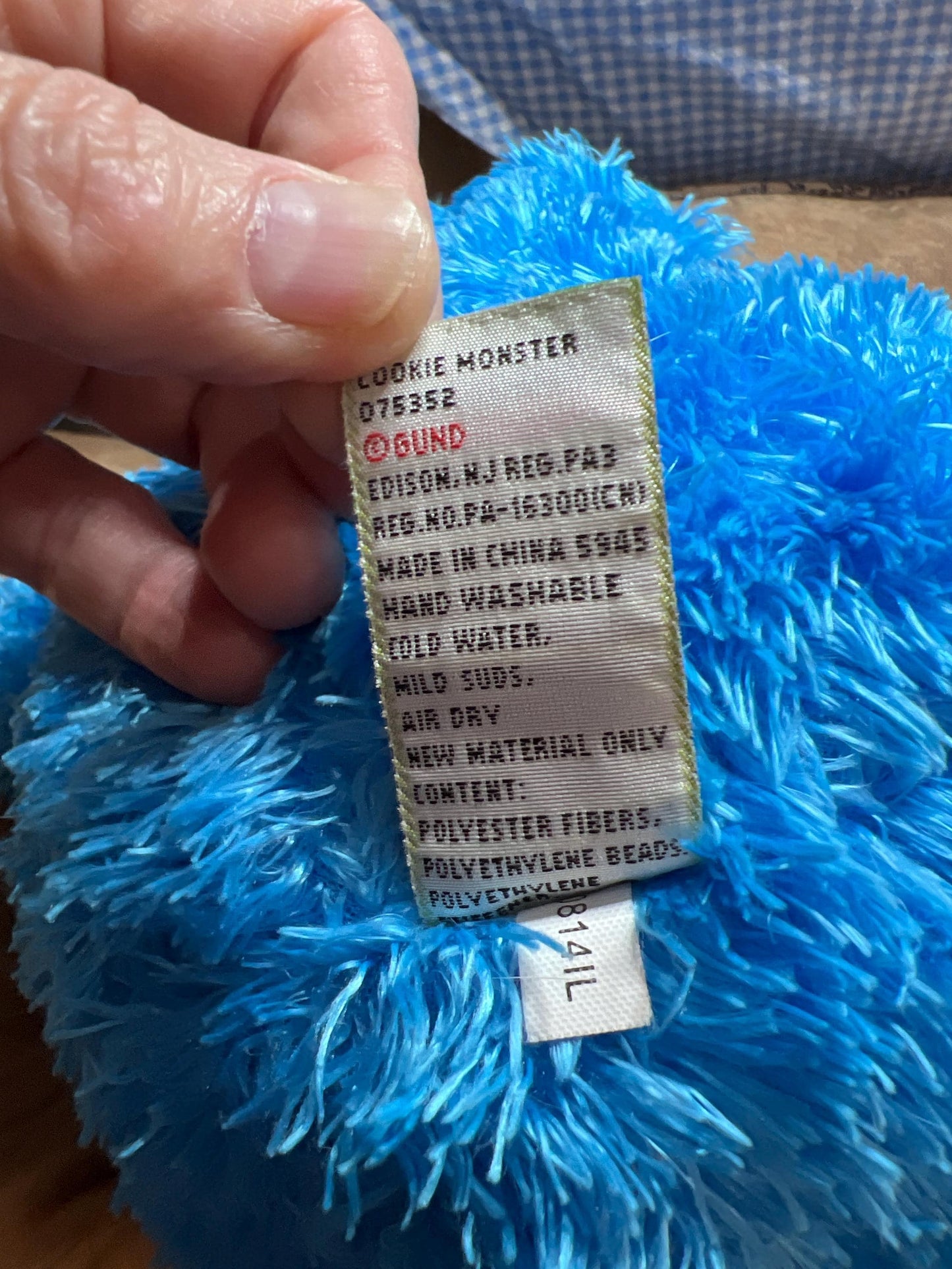 Gund Blue Sesame Street Cookie Monster plush.