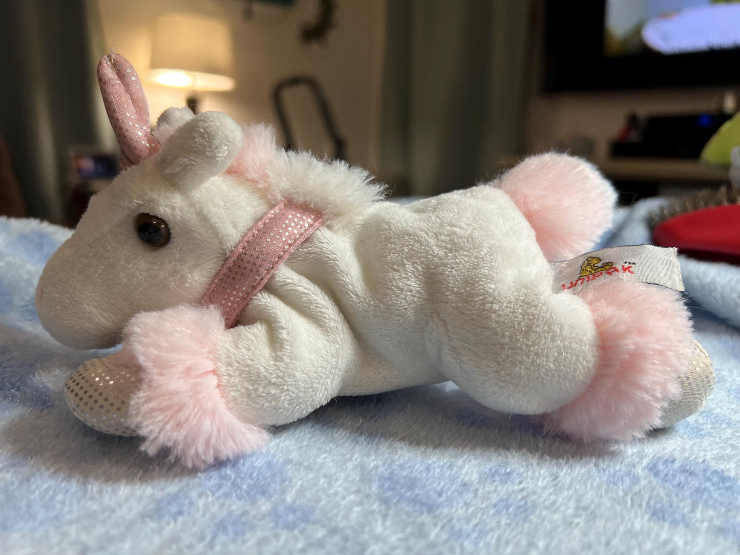 Unipak White Unicorn Plush with Pink and Silver Glitter. Small Unicorn Plush