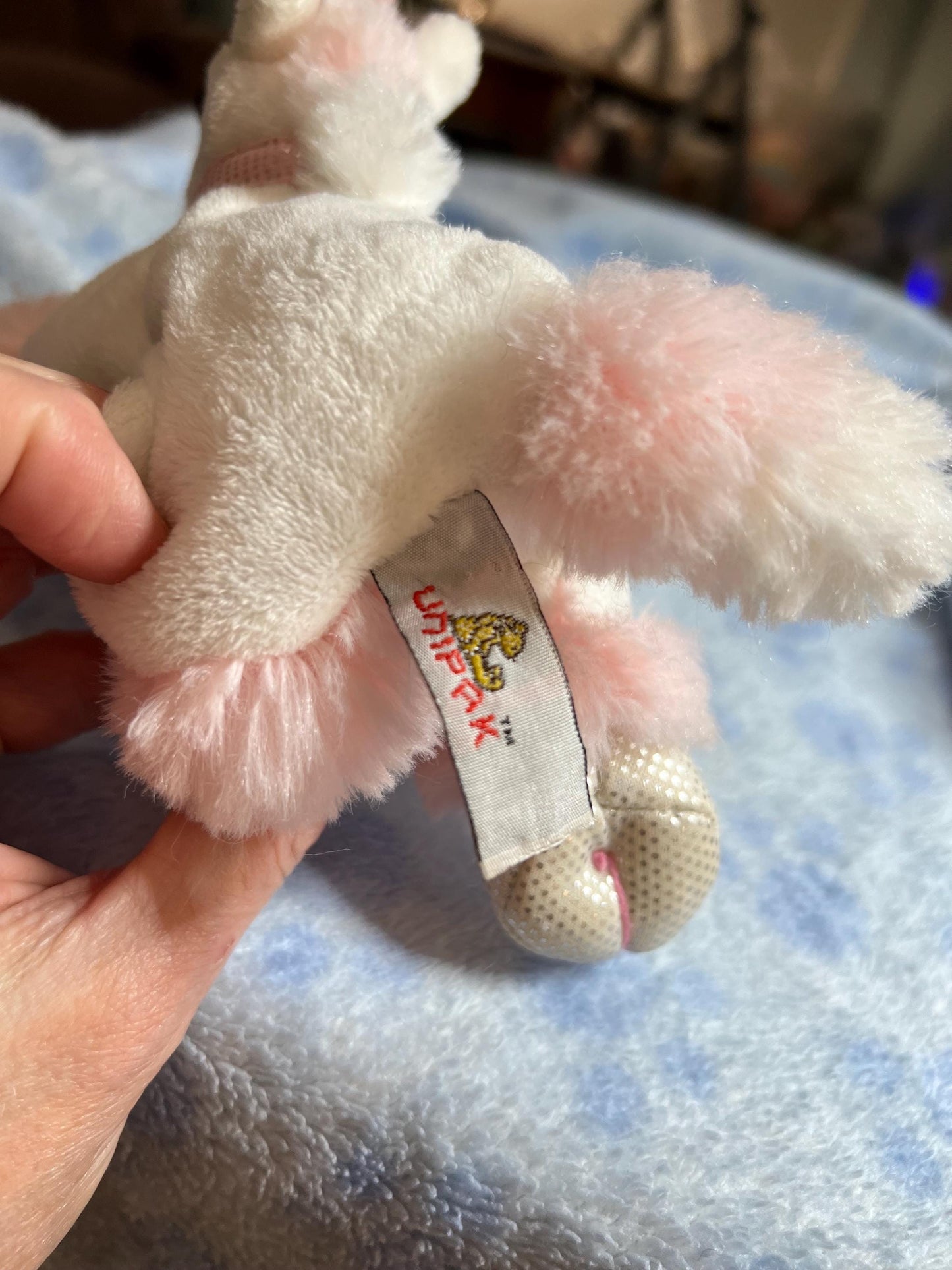Unipak White Unicorn Plush with Pink and Silver Glitter. Small Unicorn Plush