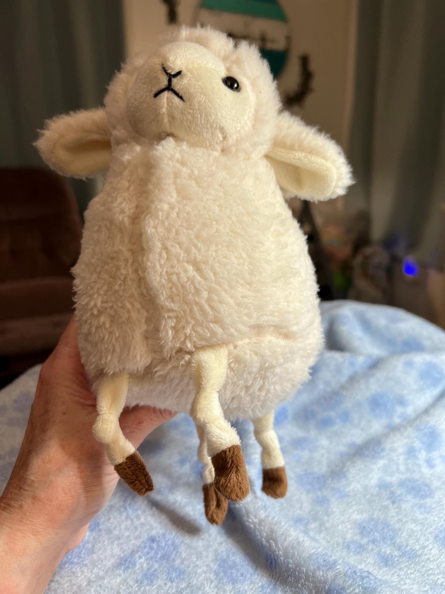 Animal Adventure White Lamb Plush Wooly Sherpa Dangle Legs Brown Hoofs Rare